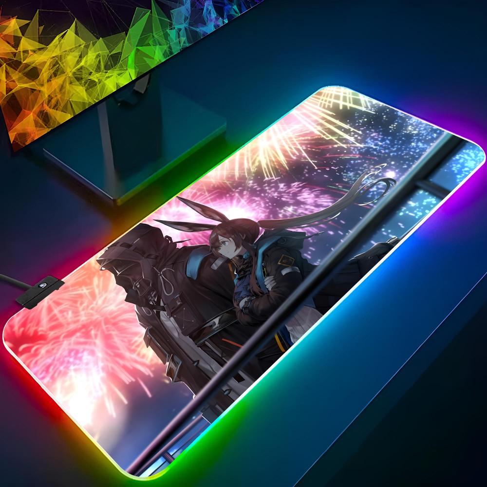 Arknights Mouse Pad Gaming Rgb Mousepad Backlit Cool Keyboard Gamer Girl Xxl Laptop Mat Table Pads Deskpad