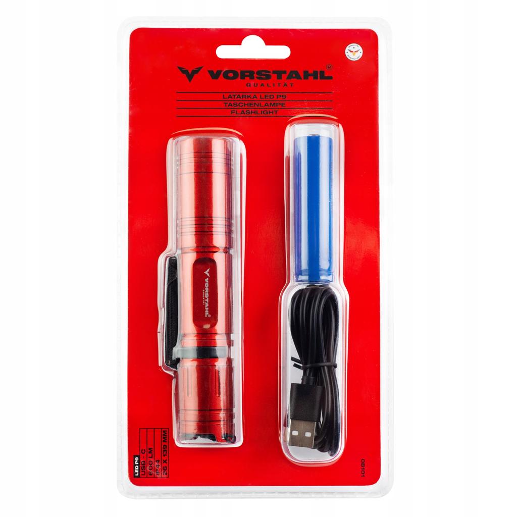 POWERFUL Rechargeable LED FLASHLIGHT 600lm 2200mAh IP44 USB C QUALITY Vorstahl