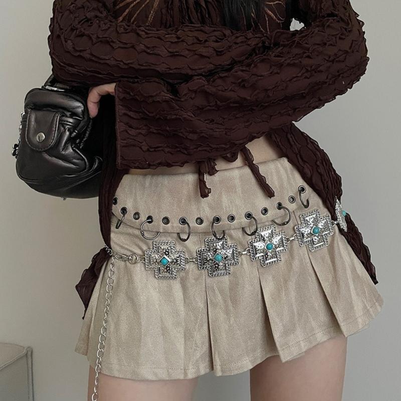 Waist Belt Hot Girl Sexy Metallic Crosses Adjustable Body Chain for Dress Stage