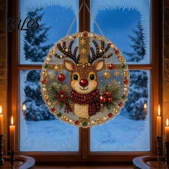 Holiday Party Crafting Accessories Christmas Faux Pearl Painting Hanging Ornament Kit, DIY 3D Beads Multi Layered Bead Art Craft, Acrylic Gem