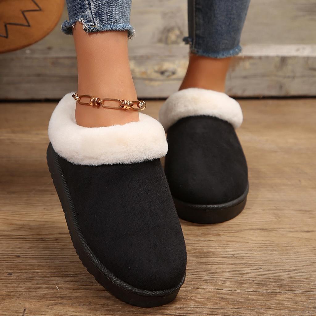 Mao Mao snow boots women's winter new thick-soled short tube thickened one pedal lazy light cotton shoes