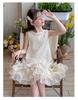 Princess style sleeveless dress 2026 new girls' summer cake skirt with ruffled edges and thin lace stitching