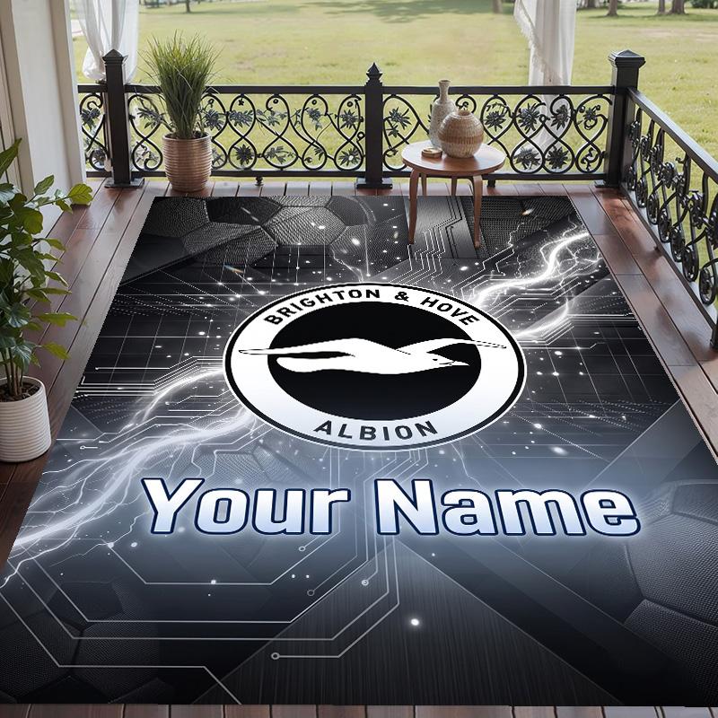 Custom Text Printed Rug Brighton & Hove Albion Football Non Slip Floor Carpet For Home Room Decor