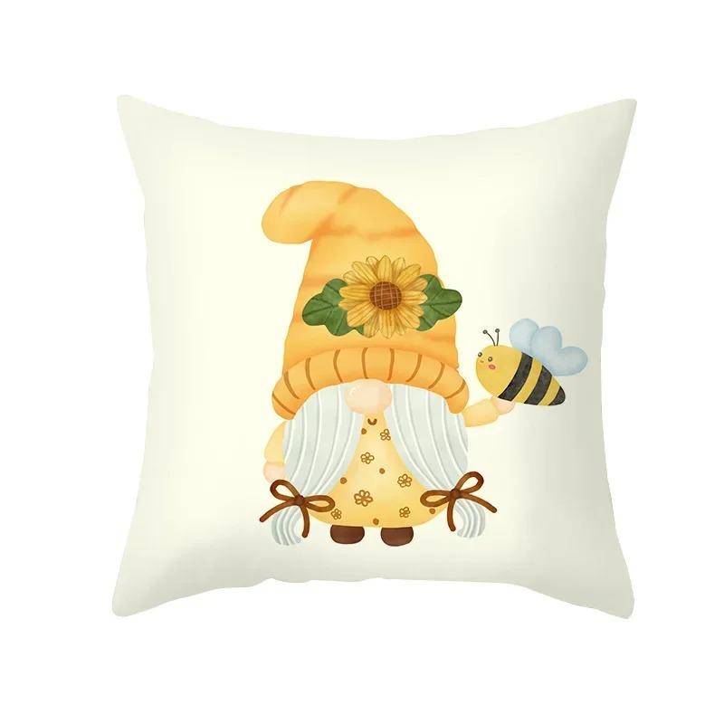Office Living Room Home Pillowcase Car Ornaments Cartoon Bee Print Pillowcase