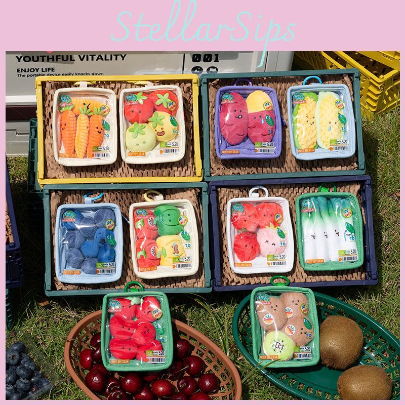 Cute Cartoon Vegetable And Fruit Platter Plush Toy Pendant For Kids And Collectors