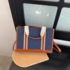 Large Capacity Canvas Bag Women's New Fashion Portable Commuter Bag Tote Bag Simple Broadband Messenger Bag