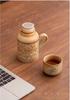 Ancient Lotus Woven Stem Thermos & Teacup Set - Ceramic Insulated Pot with Retro Mute Design, Ideal for Business Gifts and Souvenirs.