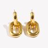 E.B.belle Gold Plated Basic Hollow Chain Stud Earring High Quality Stainless Steel Waterproof Party Fashion Women Chic Jewelry