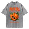 Papayas Hand Picked Fresh Prints Washed TShirt Womens Cotton T Shirts ONeck Comfortable Distressed Tops Summer Womans Clothes