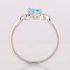925 Sterling Silver Swiss Blue Topaz Heart Ring Diamond Accent Rhodium Plated Women Jewelry Size 8.75