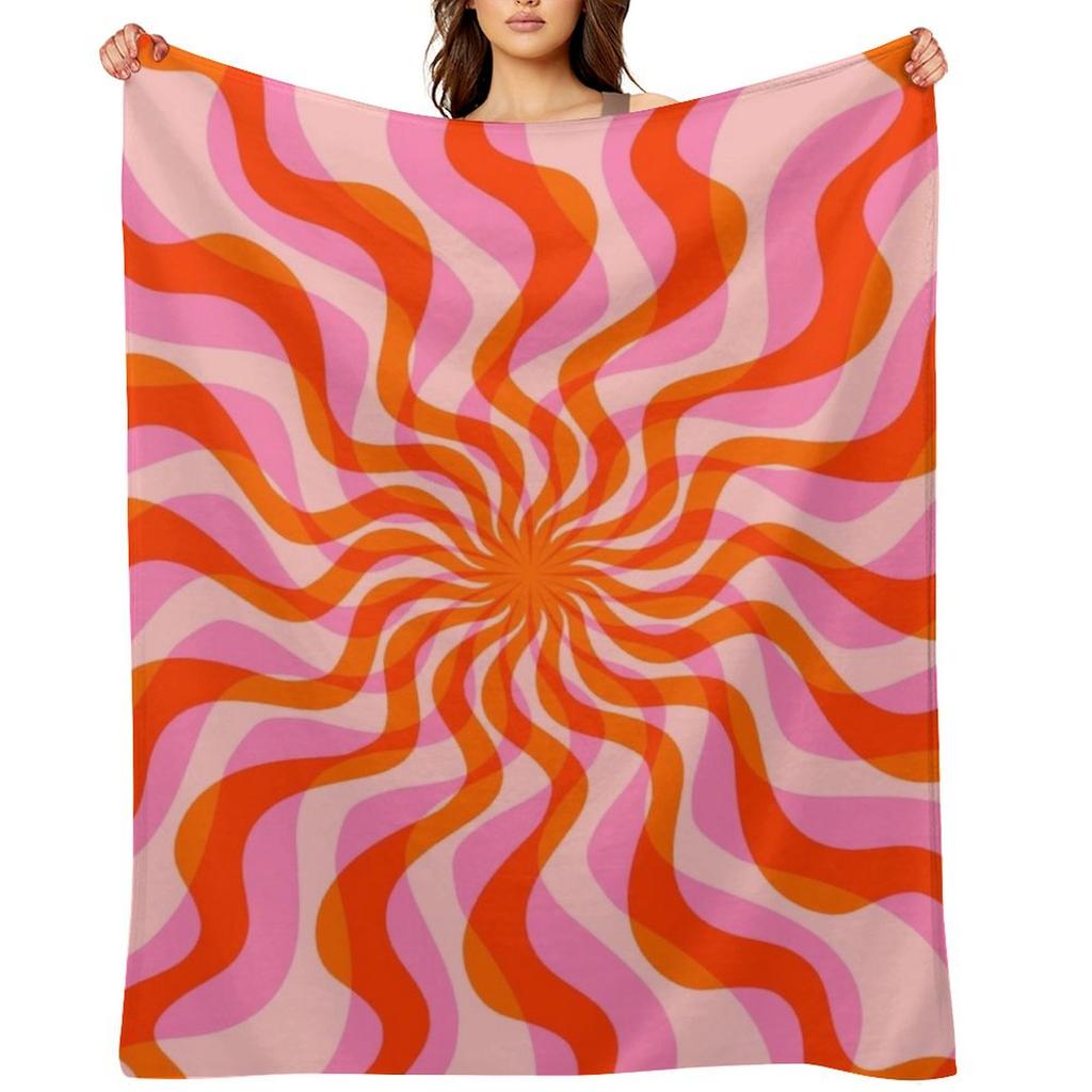 Swirl 70s Retro Abstract Pink and Orange Throw Blanket Baby Flannels Sofa Hairys Blankets