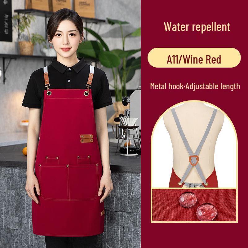 Waterproof Red Apron with Logo for Weddings, 100th Birthdays, and Special Events - Oil-Proof, Festive, Celebratory Design