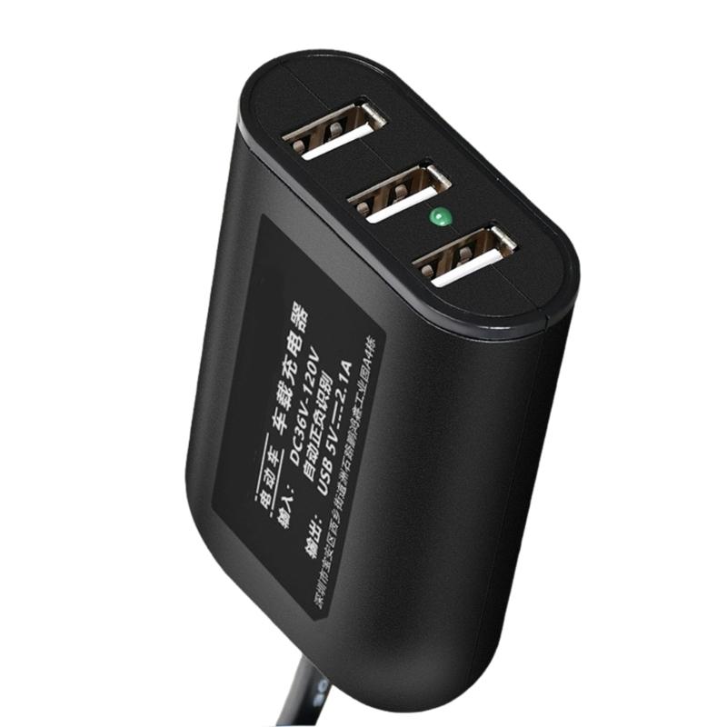 3Port USB Charger For Electric Bike Motorcycle With Intelligent Recognition Overloads Protections 36V-120V Input