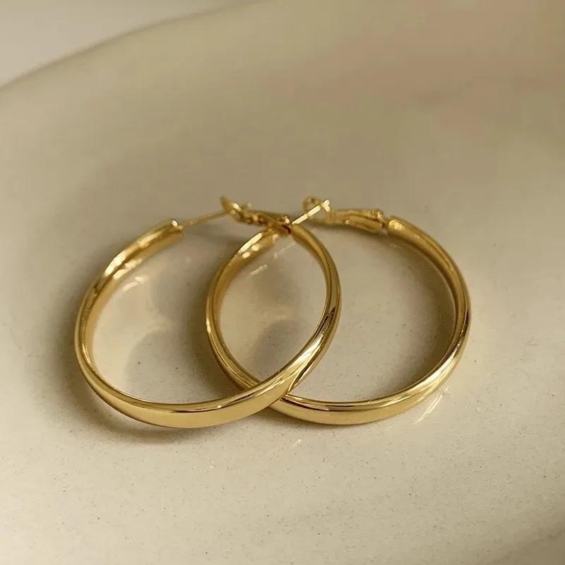 Chunky Earrings C-Type Triple Circle Hoops Earrings for Women Gold Color Alloy Three Circles Hoop Earrings Fashion Zircon Gift