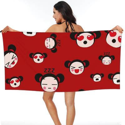 Cartoon Pucca Beach Towel Soft Microfiber Quick Dry Absorbent Quick Towels For Pool