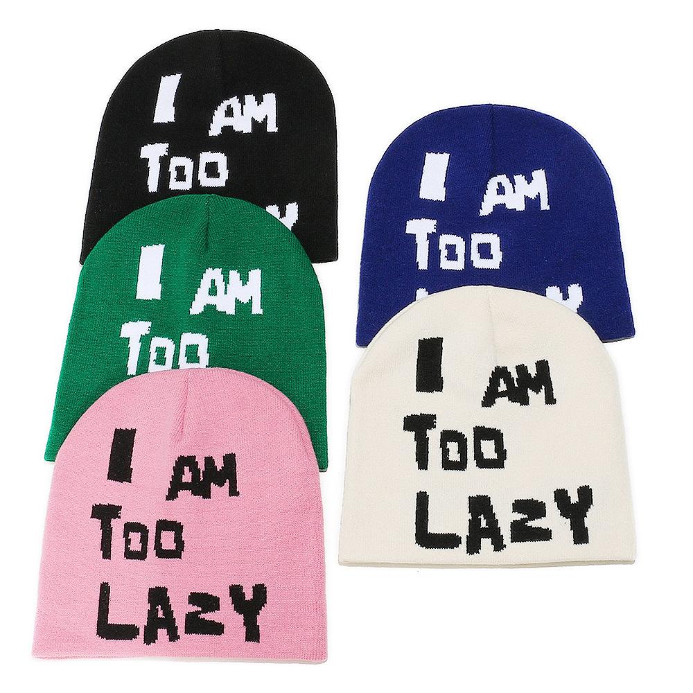 Ins Japanese Korean Version Warm Cold Hat Female Personality Versatile Winter Hat Alphabet Jacquard Knitted Hat Wool Hat Female Winter