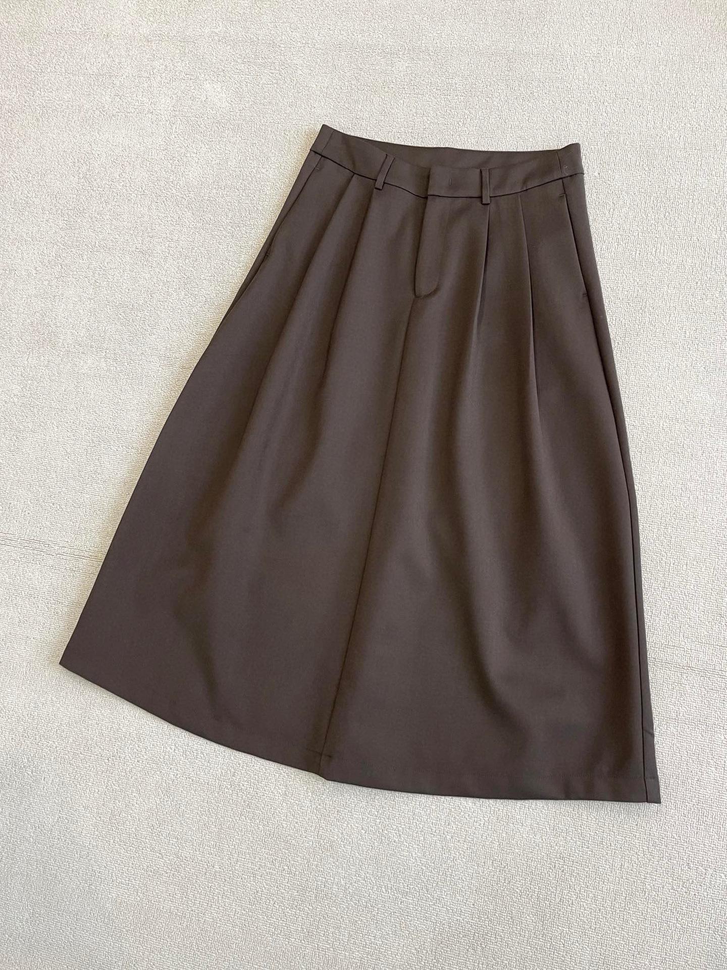 

Шерстяная юбка-миди А-силуэта с высокой талией E Jia 2025 Осень/Зима - Универсальная и повседневная L