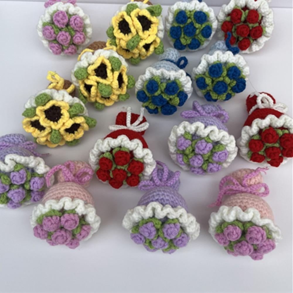

Rose Artificial Flowers Sunflower Pendant Creative Crochet Flower Gift Blue Rose