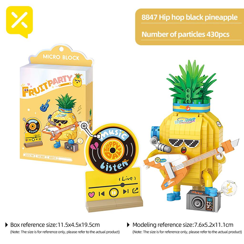 TOYLINX Creative Design Mini Fruit Party Building Block Model Apple Pineapple Assembly Toys Children and Teenagers Birthday Gift