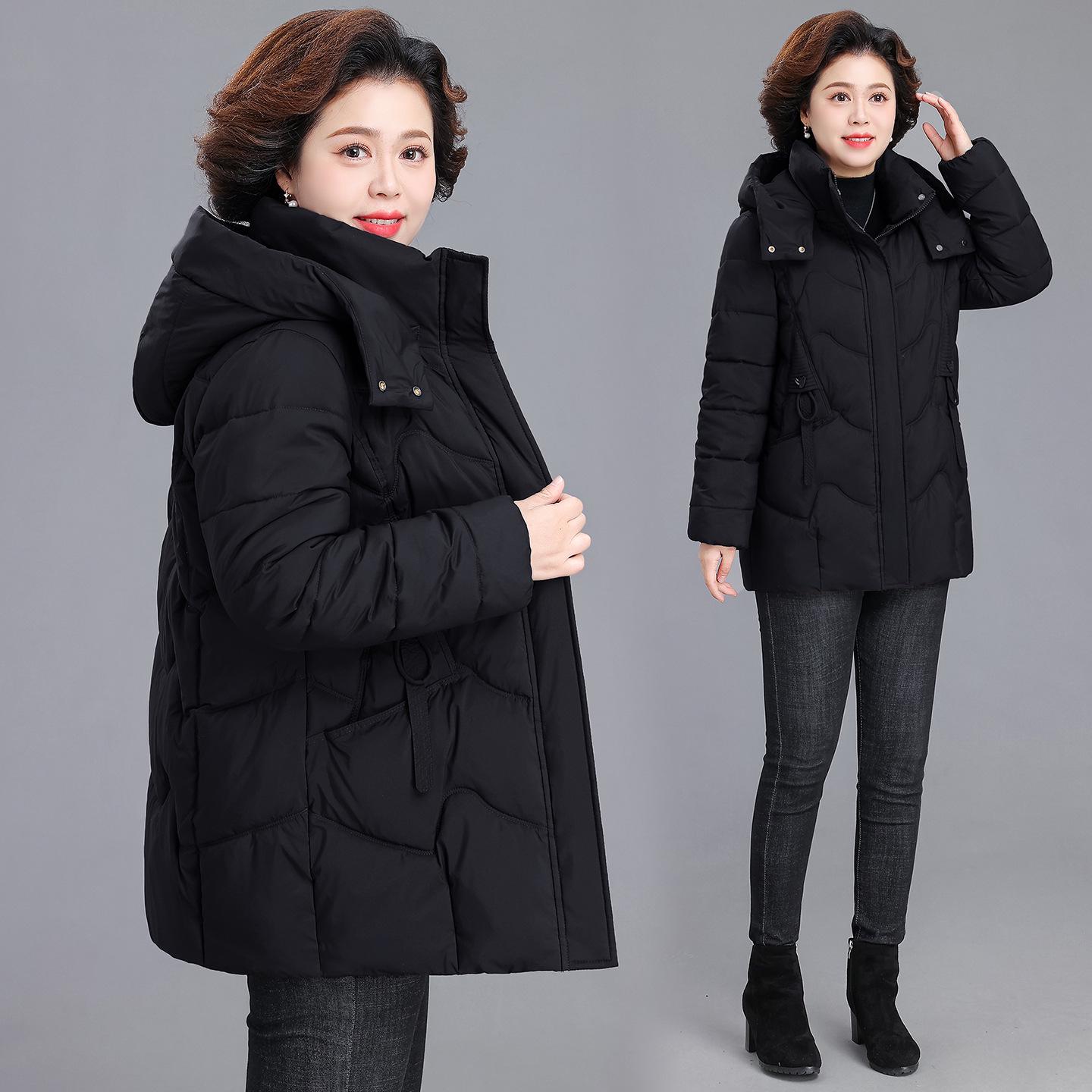 

Women s Winter 2025 Mid-Length Thickened Cotton Jacket for Middle-Aged and Elderly Moms 2XL (105-120 lbs)