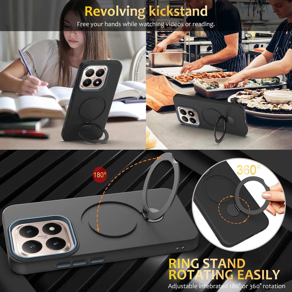 For Xiaomi 15T Magnetic Case Rotating Ring Kickstand TPU + PC Back Cover