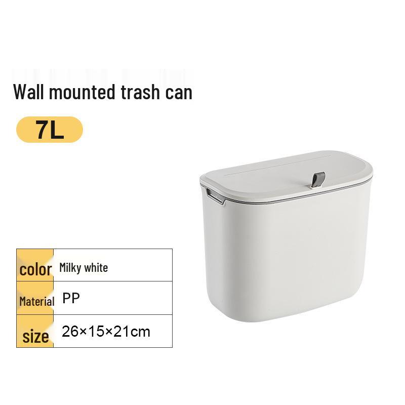 Wall-Mounted Bathroom Trash Can with Lid & Toilet Paper Holder - Compact Sanitary Bin