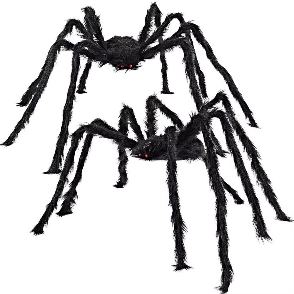 Realistische Große Schwarze Spinne Outdoor Spinnen Requisiten Halloween Dekoration Riesige Schwarze Plüschspinne für Innenhof Party