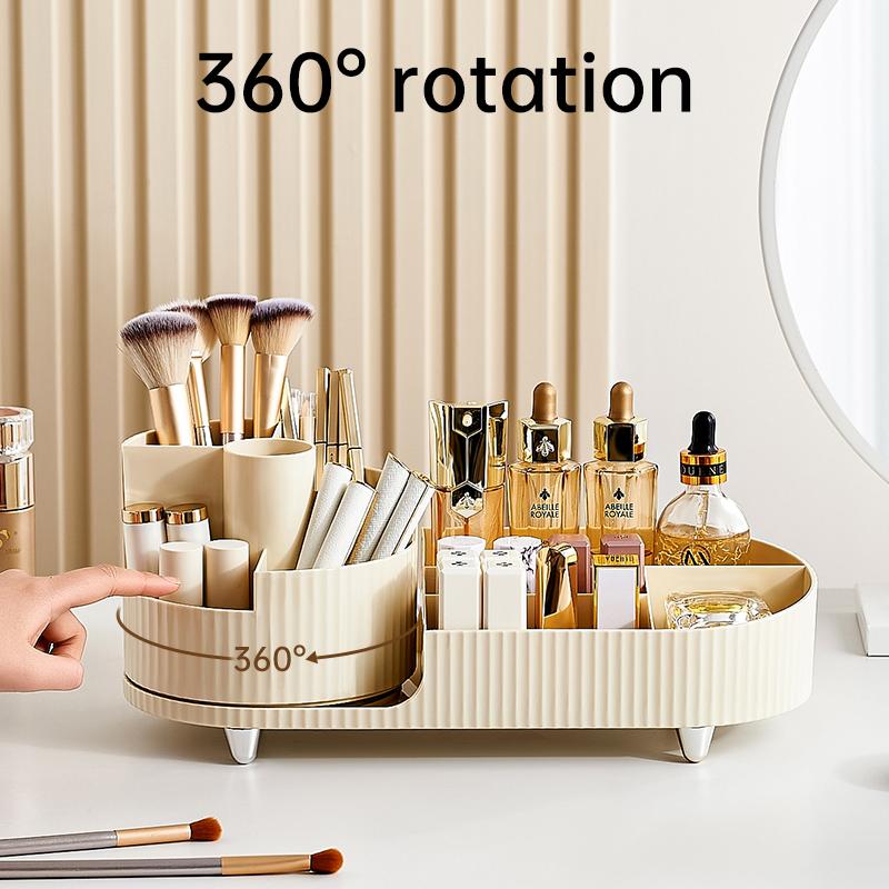 Rotating Cosmetics Storage Box Dressing Table Large Capacity Storage Lipstick Makeup Brush Skincare Organizing Shelving