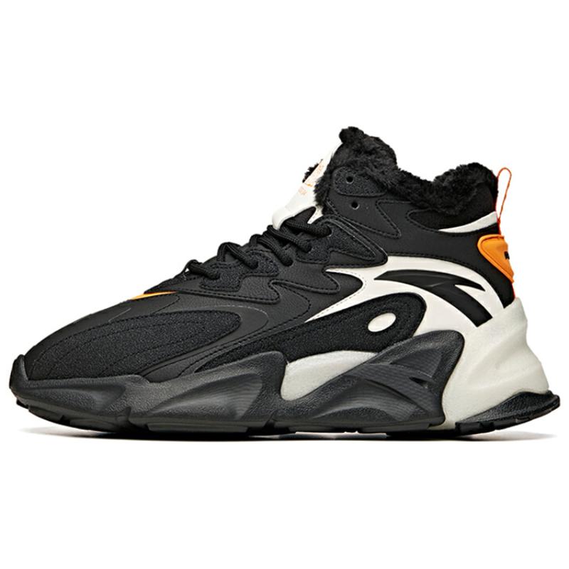 Anta Pulse Cushioned Anti-Slip And Wear-Resistant Warm High-Top Casual Shoes Men's Black White Sneakers 912048910-3