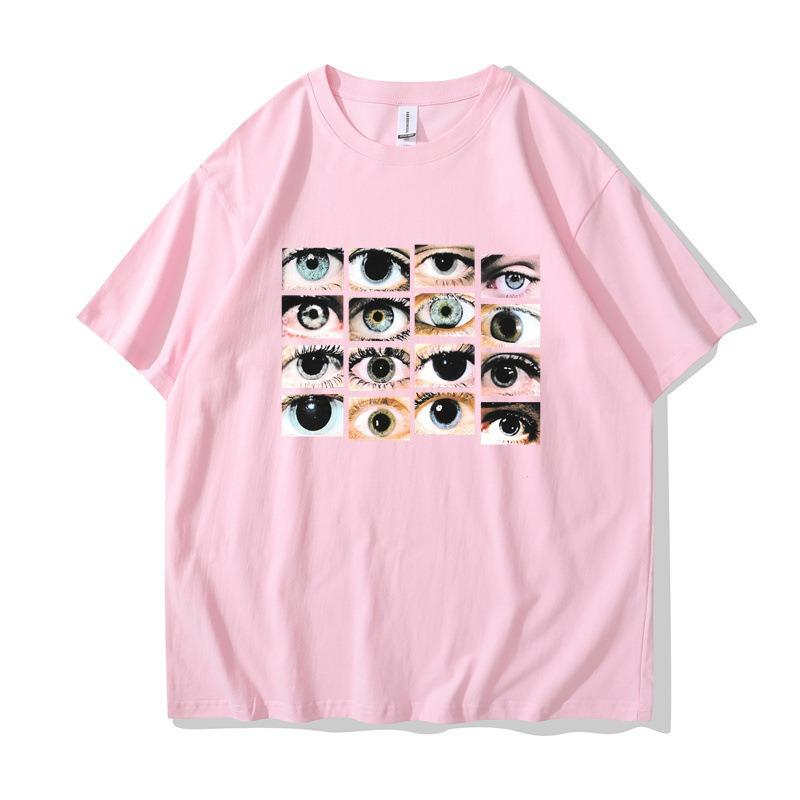 Augenmuster, personalisiertes Rundhals-T-Shirt im Harajuku-Stil, 2D-Druck, Unisex-T-Shirts für Herren und Damen