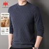 Men's Premium 100% Cashmere Crewneck Plaid Pullover Sweater
