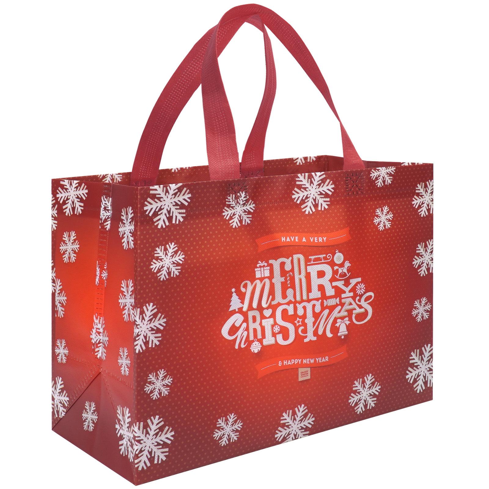 

Многоразовые нетканые рождественские подарочные пакеты с ручками | Праздничные сумки-шопперы для украшения новогодней и рождественской вечеринки, Упаковка для подарков