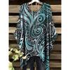 Tessuto Estivo Imitazione Denim Stampa Tie-Dye Orlo Irregolare Girocollo Manica Corta da Donna Abbigliamento Casual da Esterno da Donna