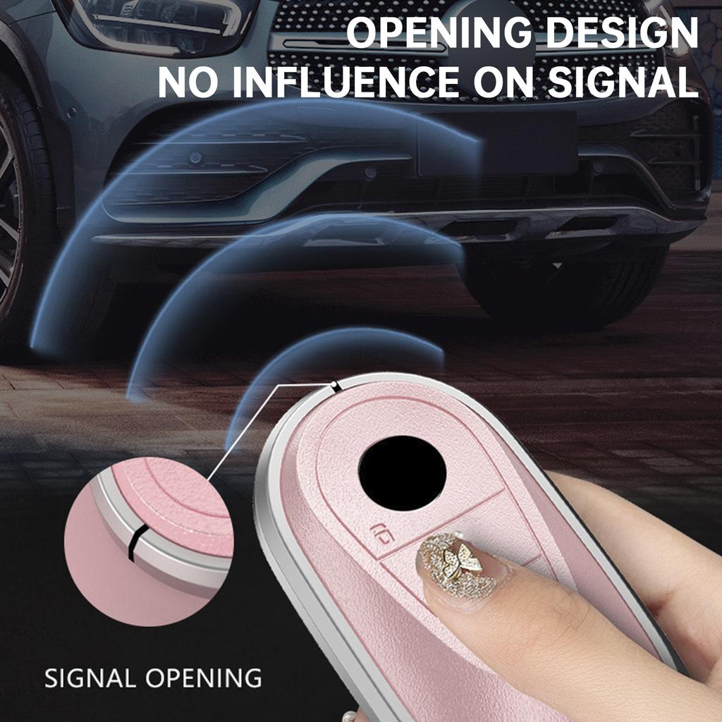 Leather Alloy Aluminum TPU Car Key White Case Cover For Benz GLC GLK CLS