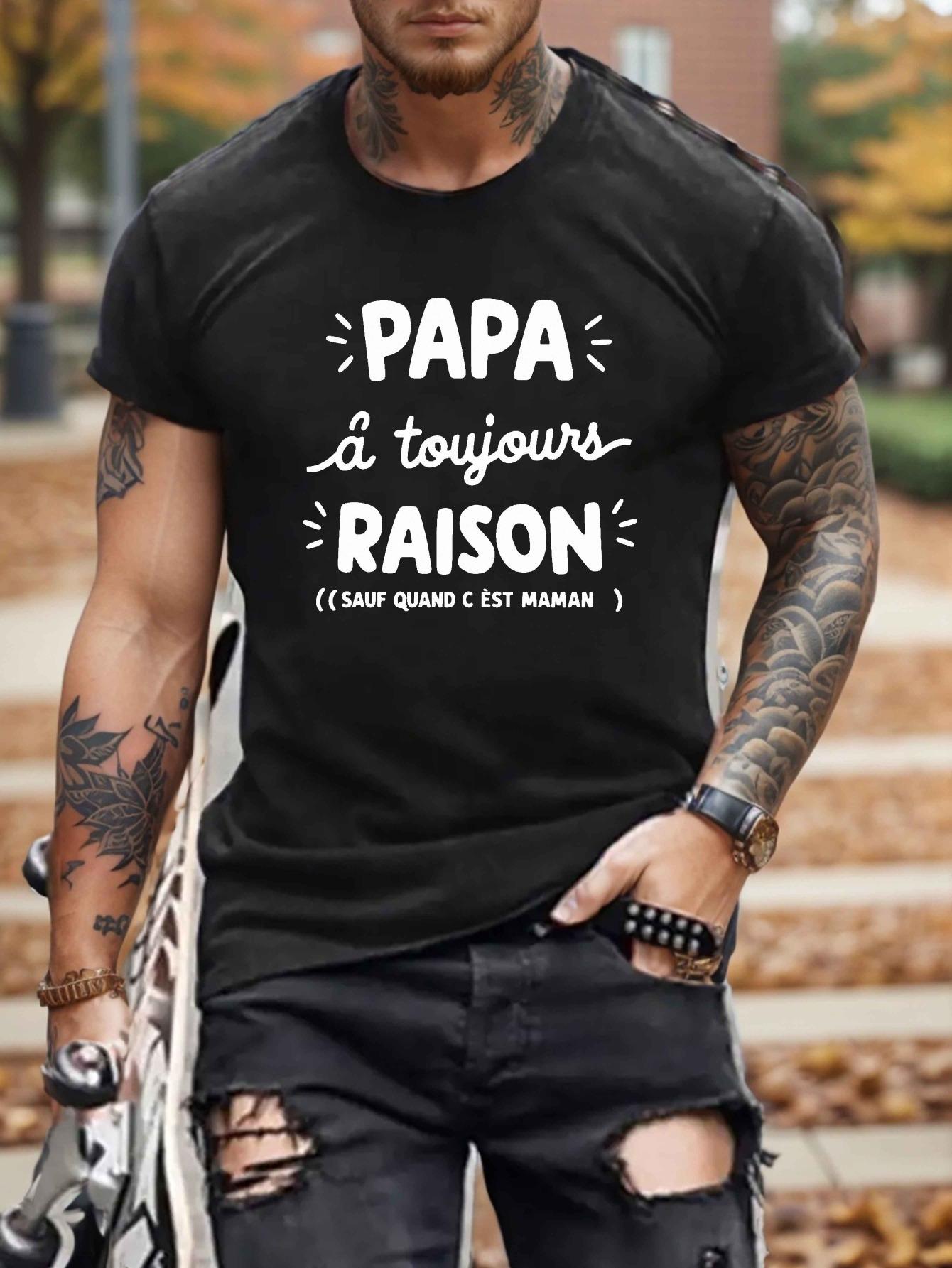 T-Shirt y2k French Dad Saying T Black/White S