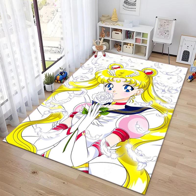 Cute cartoon theme Sailor Moon Tsukino Usagi cartoon rug Multifunctional household anti-slip decorative door mat, outdoor floor mat, and carpet Y14