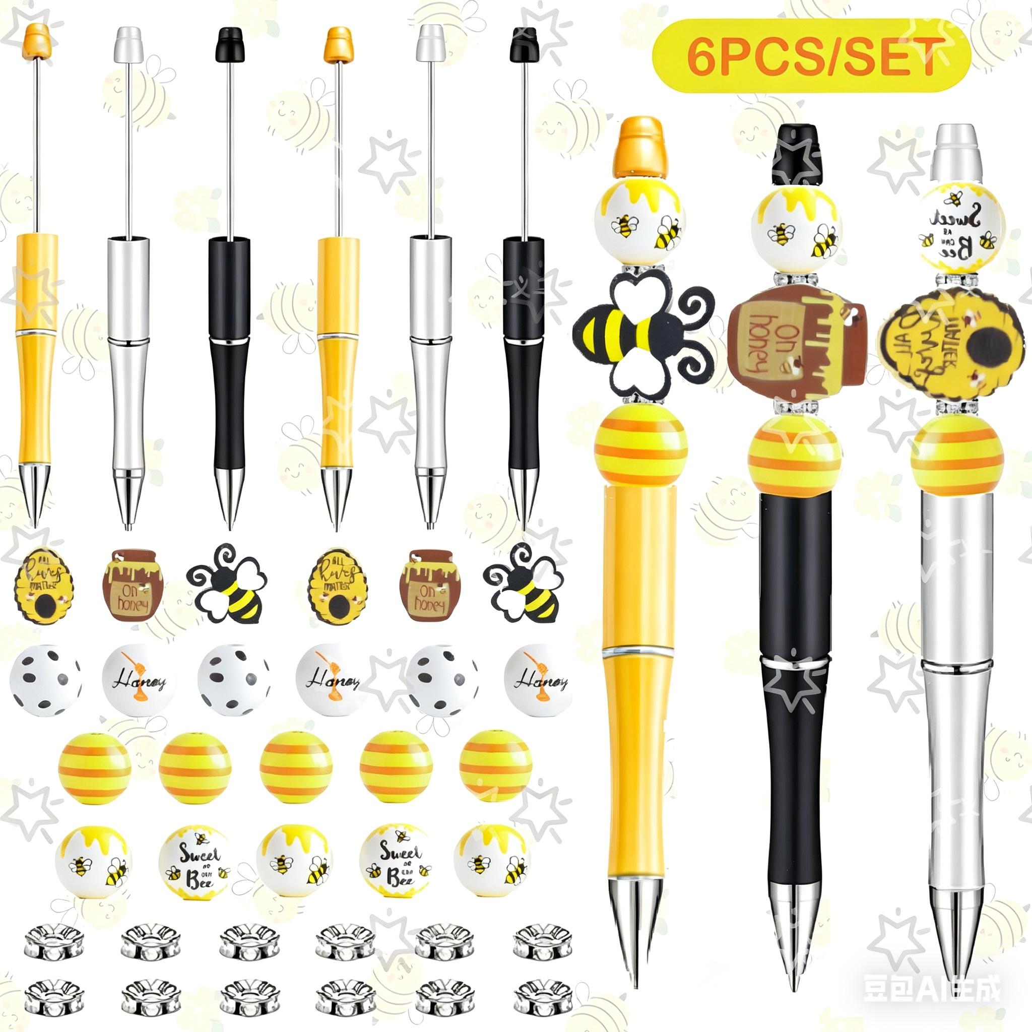 DIY Beaded Pen Set Office and Study Supplies 6PCS/9PCS Bee and Wasp Nest Honey Pot Theme