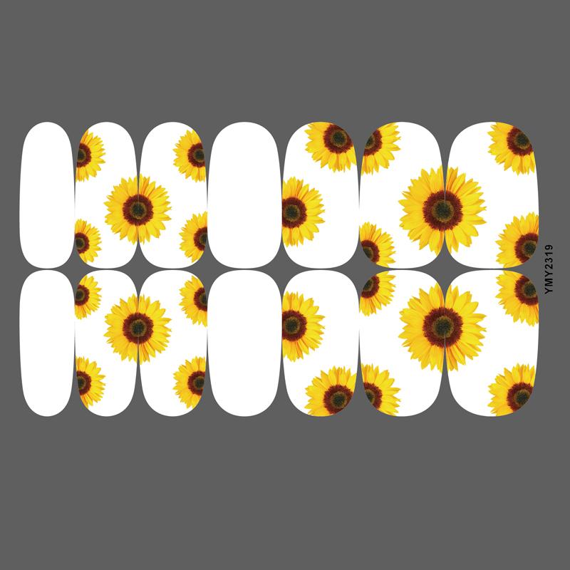 Sunflower Waterproof Nail Art Stickers - Full Cover, Trendy European & American Style (YMY2318-2329)