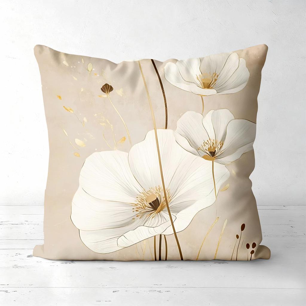 Floral Patterned Throw Pillows for Home Decor Polyester Pillowcase, Sofa Decorative Cushion Cov Headboard Pillow