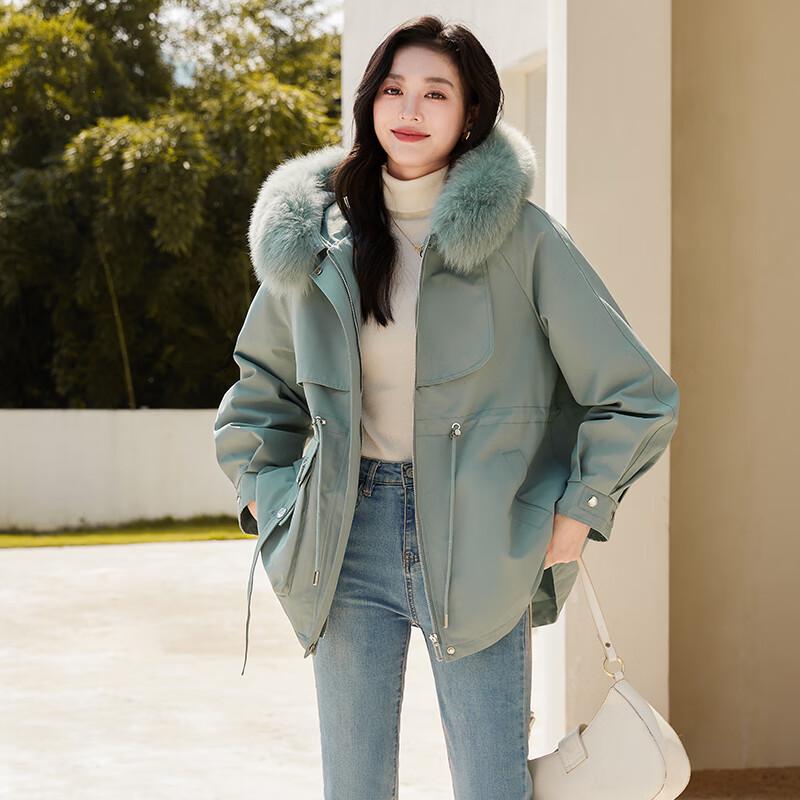 

VICTORIA&VERA Women s Winter Parka with Large Fur Collar and Rex Rabbit Liner XL