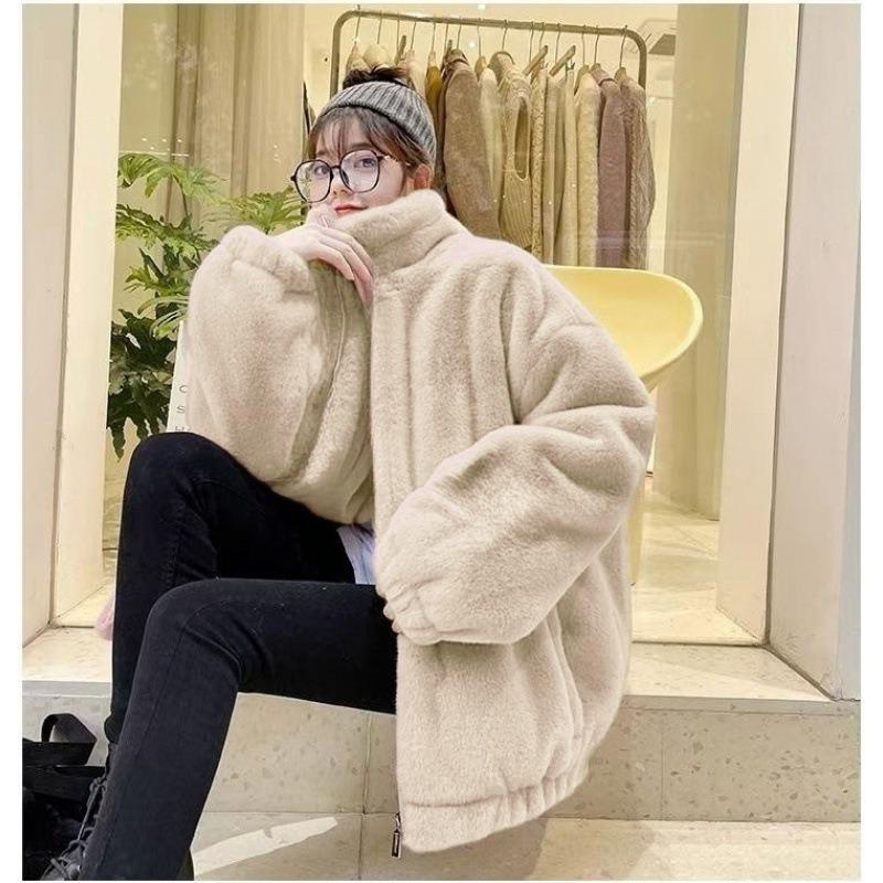 

Осень и зима новая куртка из искусственного кроличьего меха молодежная повседневная модная утолщенная теплая плюшевая шуба 2XL 145-80kg