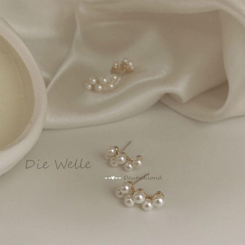 2024 Neue Mode Koreanische Weiße Perlen-Hängeohrringe für Damen Böhmische Goldene Runde Hochzeitsohrringe Schmuck Geschenke Großhandel