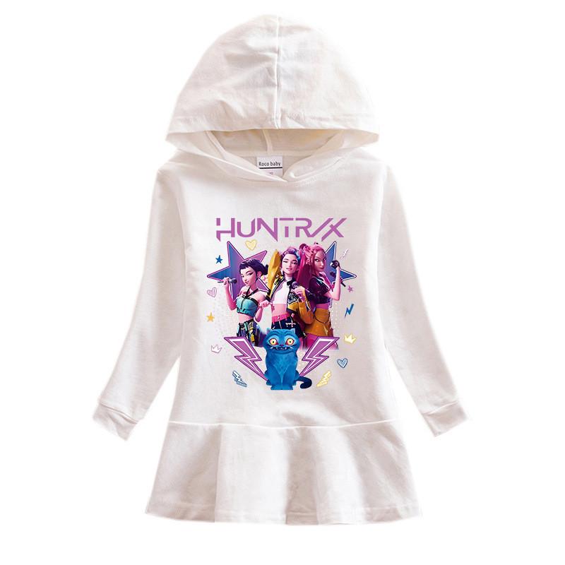 Girls Kpop Rumi Zoey Mira Hunters Printed Long Sleeves Hooded Dress