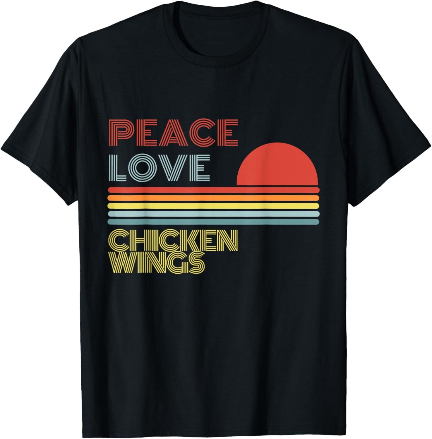 Peace Love Chicken Wings Retro Vintage T-Shirt L