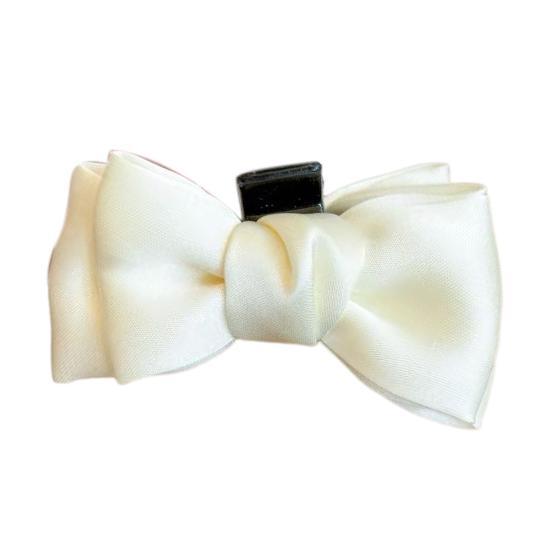 Women Hairpin Smooth Satin Bowknot Decor Anti-slip Teeth Hair Clip Side Bang Small Hair
