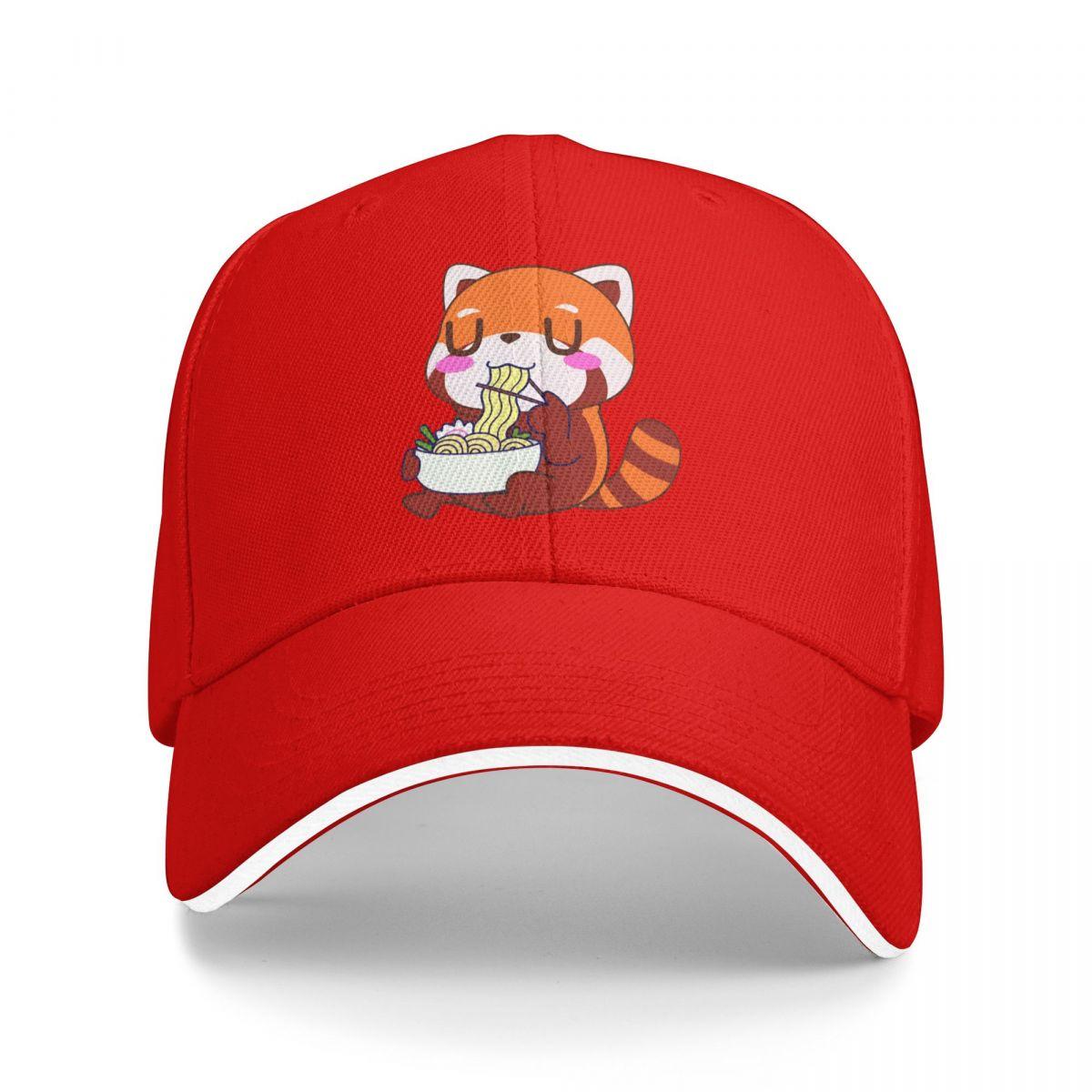 Baseball Caps Kawaii Red Panda Eating RaUnisex Noodles Casquette Unisex Sport Summer Caps One Size