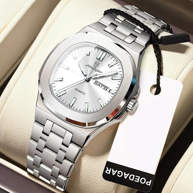Watch For Woman Luminous Date Week Square Ladies Watch Stainless Steel Quartz Women's Watches Female Reloj