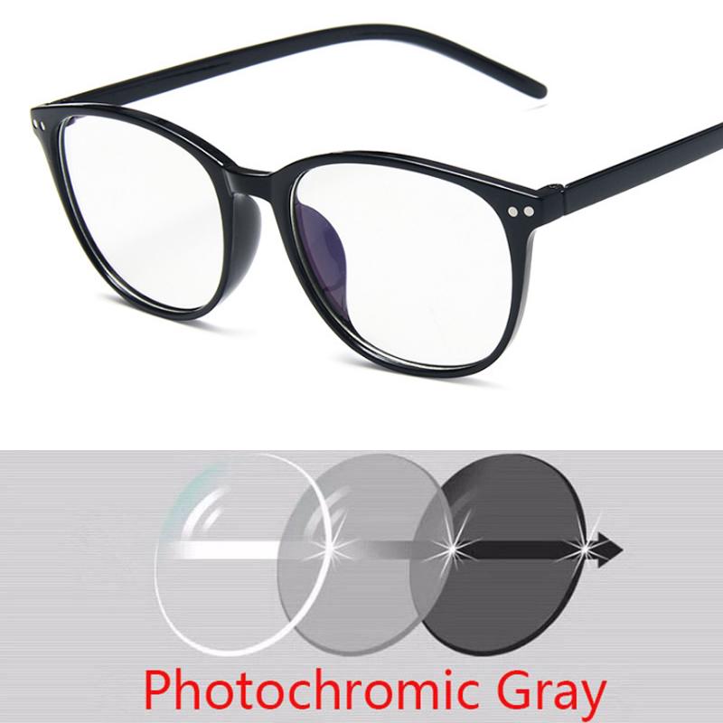 Rivets Round Finished Myopia Glasses Women Nearsighted Photochromic prescription -1.0 -1.5 -2.0 -2.5 -3.0 -3.5 -4.0 -4.5 -6.0
