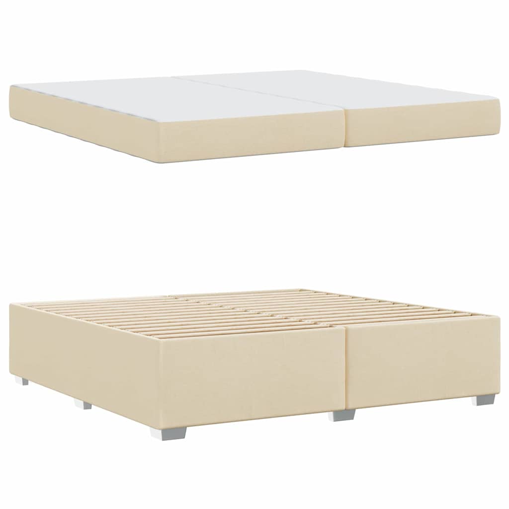 Bed Frame with Mattress Cream 200 x 200 cm Fabric