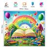 Rainbow Book & Crayons Kids Tapestry, Colorful Butterfly Floral Wall Hanging